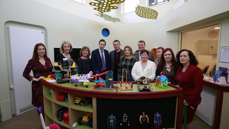 Health Minister Simon Harris with parents at the opening of the  new play area for children and an adolescent’s  at St. Luke’s Hospital, Rathgar, Dublin.  Photograph Nick Bradshaw