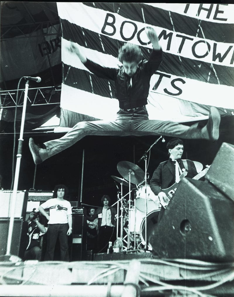 Bob Geldof mid-aid during a Boomtown Rats concert. Photograph: Terry Torph/The Irish Times