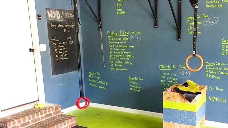 Follow Dexter Fit Dad’s workout which he has painted onto his garage wall.