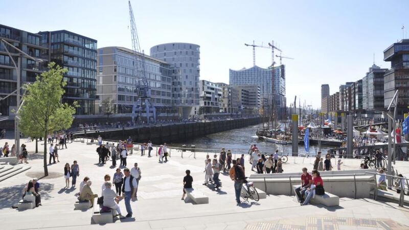 The tourist-bursting Hafencity waterfront area
