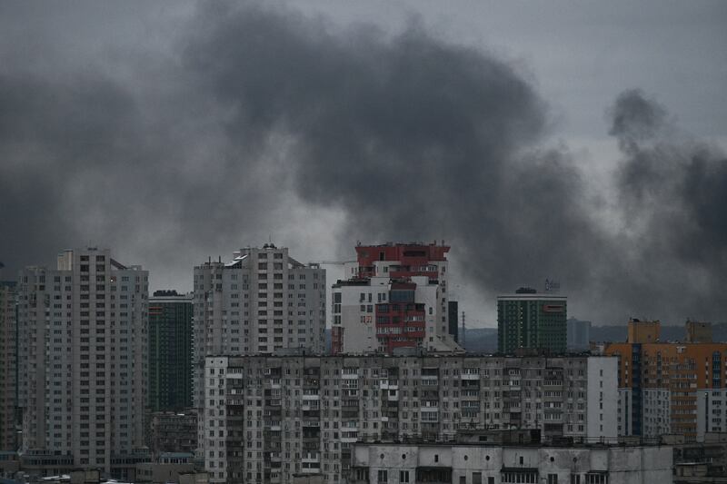 Smoke rising above residential buildings on December 27th following the Russian attack on Kyiv. Photograph: AFP