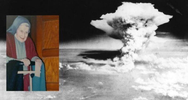 Hiroshima aftermath, Sr Julie Canny (inset). Photograph: Hiroshima Peace Memorial Museum