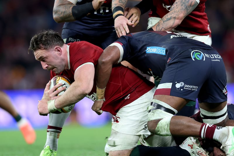 Jack Conan on the attack for the Lions against the Reds. Photograph: Billy Stickland/Inpho