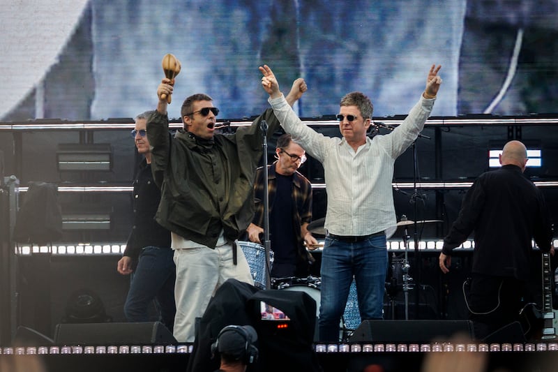 Oasis at Croke Park: Liam and Noel Gallagher lead a rousing evening of anthems on the first of two nights at the stadium. Photograph: Dan Dennison