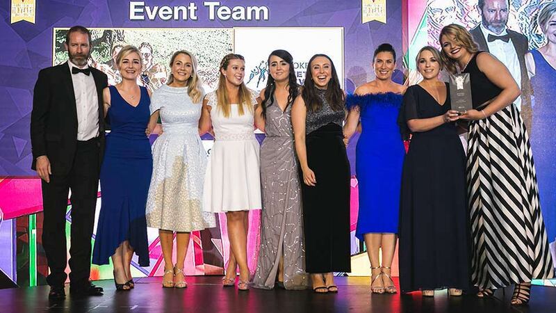 Simona Simutyte, Financial Director, Stage & Lighting presents the Best In - House Event Team award to the Croke Park Meetings & Events team.