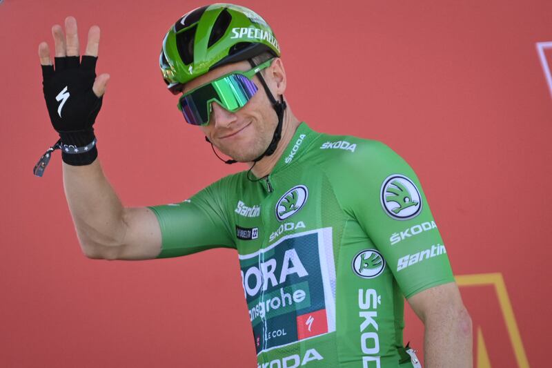 Ireland's Sam Bennett of Bora-Hansgrohe pictured at the start of the fourth stage of the 'Vuelta a Espana'. Photograph: David Stockman/Belga Mag/AFP via Getty