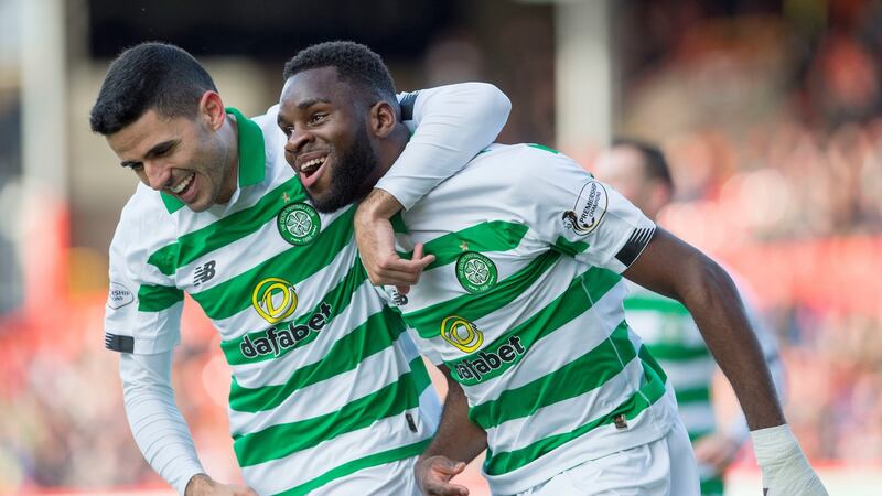Odsonne Edouard opened the scoring for Celtic at Pittodrie. Photograph:  Ian Rutherford/PA