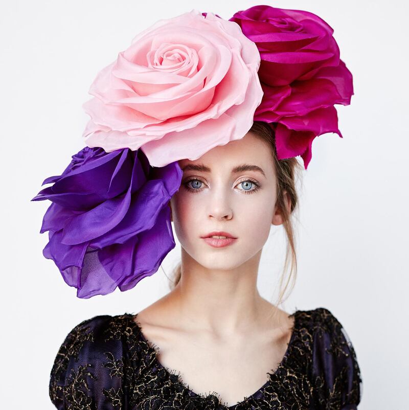 Headpiece with giant silk roses €320 by Anthony Peto.