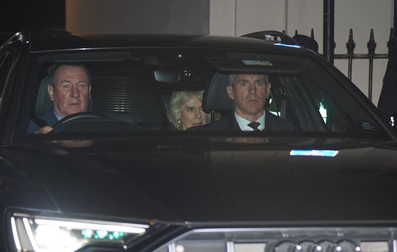Queen Camilla departs The London Clinic in central London where King Charles is being treated. Photograph: Lucy North/PA Wire