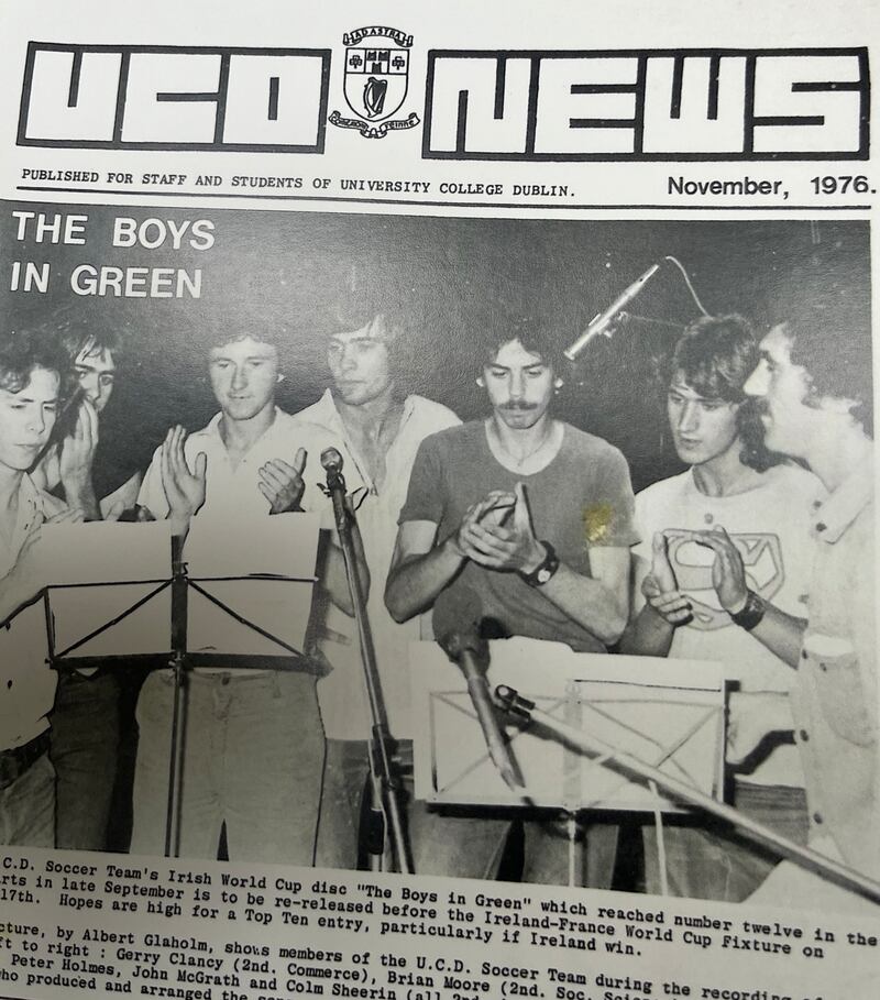 One of many fundraising ventures included the UCD soccer team recording "The Boys in Green".