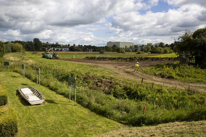 The canal and land beside the Ulster Canal Stores at Clones, Co Monaghan, on Tuesday, where work has begun on phase two of the Ulster Canal restoration project. Photograph: Liam McBurney
