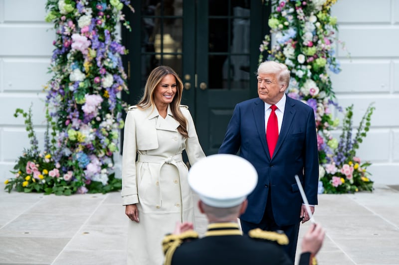 President Donald Trump and first lady Melania Trump attend the White House Easter Egg Roll on Monday.
“Rest in Peace Pope Francis!” Trump wrote on Truth Social.
Photograph: Haiyun Jiang/The New York Times