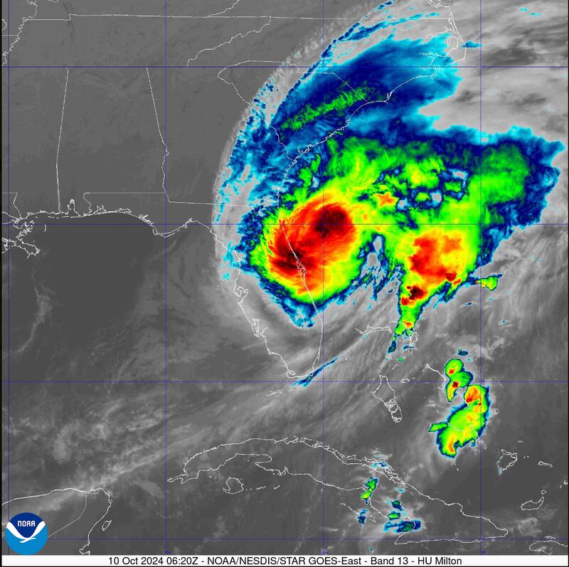 Hurricane Milton is now about 45km east of Orlando as it moves east-northeast across the state. Photograph: US National Hurricane Center