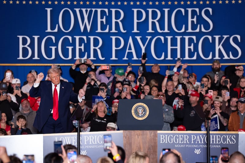 US president Donald Trump during a campaign event at Mount Airy Casino Resort in Mount Pocono, Pennsylvania, US, earlier this month. Photograph: Adam Gray/Bloomberg