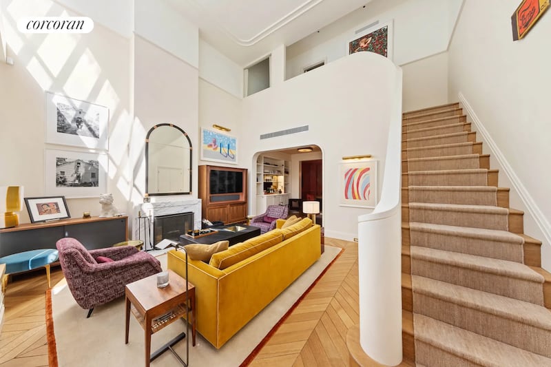 One of the reception rooms at 6 Sniffen Court, Murray Hill. Photograph: The Corcoran Group