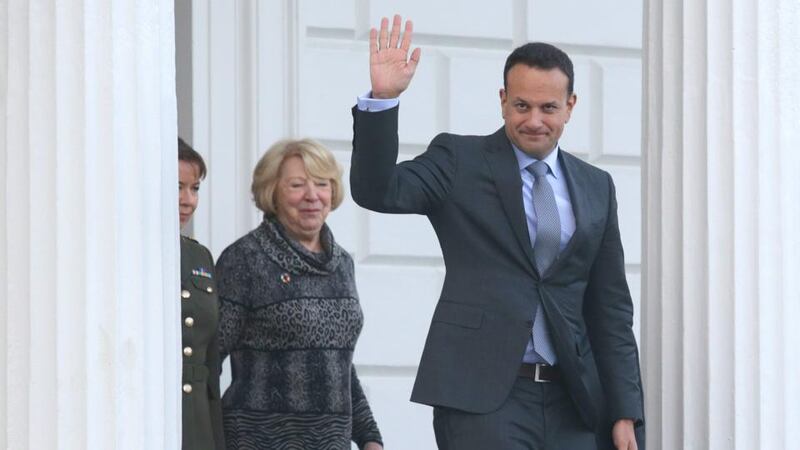 Taioseach Leo Varadkar leaves Áras an Uachtaráin after meeting with the President  Michael D Higgins to request to that Mr Higgins dissolve the 32nd Dáil. Photograph: Damien Eagers/PA Wire
