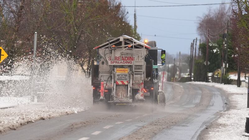 A snow plough and gritting lorry in Ballylynan, Co Laois. Photograph: Niall Carson/PA Wire