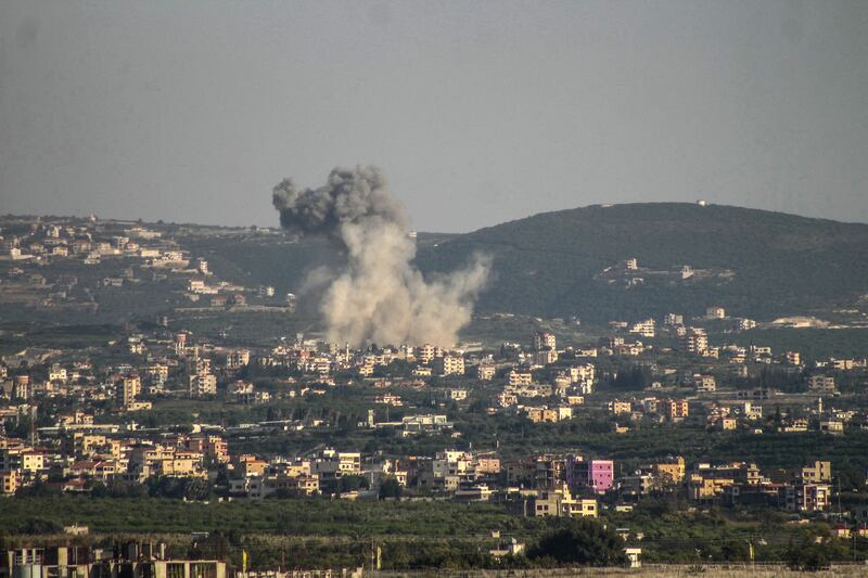 Smoke rises from the site of Israeli airstrikes in southern Lebanon on Thursday. Photograph: Kawnat Haju/AFP/Getty Images