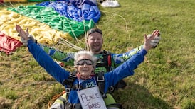 Lelia Doolan celebrates 90th birthday with ‘nice and easy’ charity skydive
