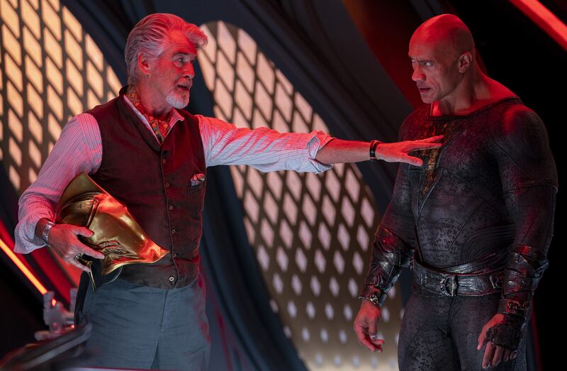 Pierce Brosnan and Dwayne Johnson in Black Adam. Photograph: PA Photo/Warner Bros Entertainment