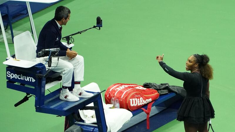 Serena Williams accused chair umpire Carlos Ramos  of being a “thief” and demanded an apology. Photograph: Kena Betancur / AFP