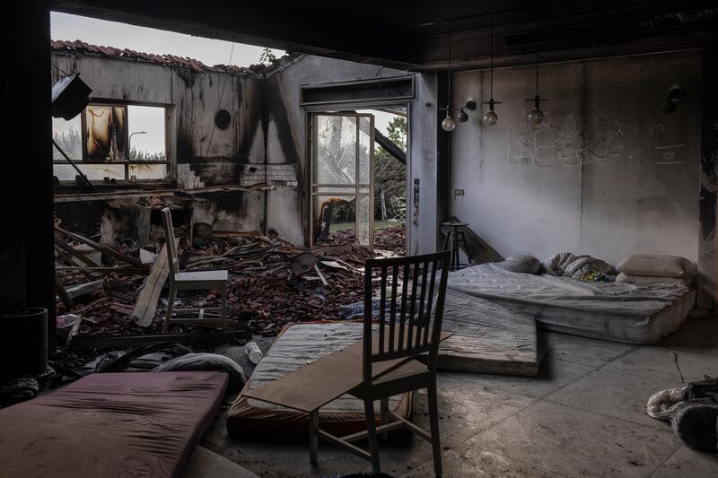 A house in kibbutz Be'eri that was overrun by Hamas fighters on October 7th. Photograph: Avishag Shaar-Yashuv/New York Times)