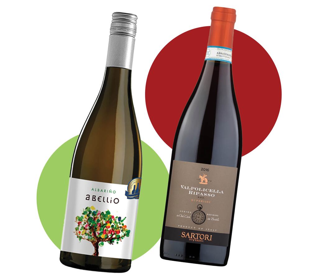 Abellio Albariño 2022 Rías Baixas and Sartori Valpolicella Ripasso 2020 from Supervalu