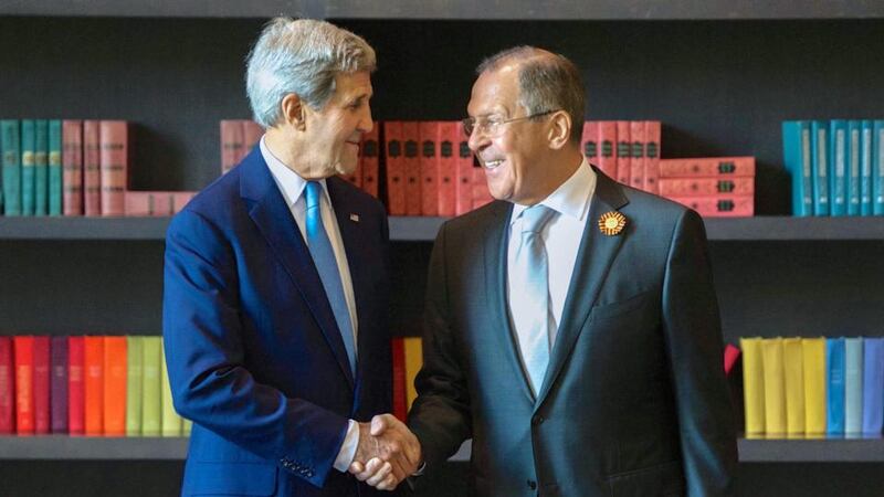 US Sercretary of State John Kerry with Russian Foreign Minister Sergei Lavrov: the pair have a warm personal relationship despite tensions over policy. Photograph: EPA/Russian MFA Press Service