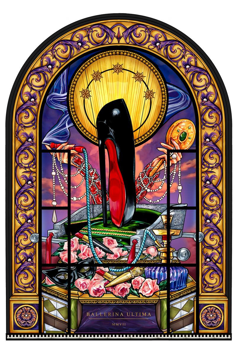 Stained glass ballerina. Photograph: © Courtesy of Christian Louboutin