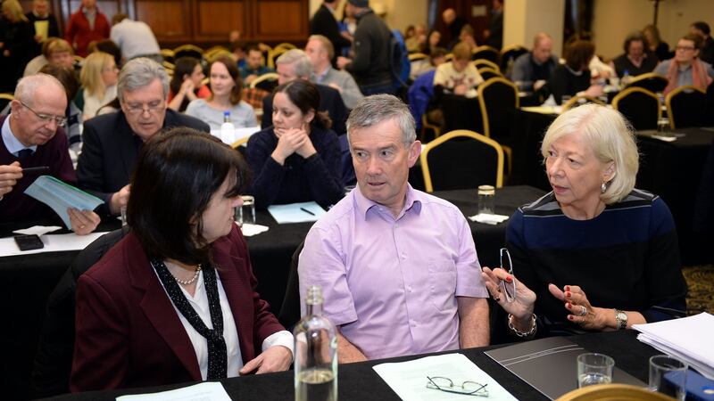 ASTI representatives attending a meeting of the union’s central executive in Dublin on Saturday. Photograph: Eric Luke/The Irish Times.