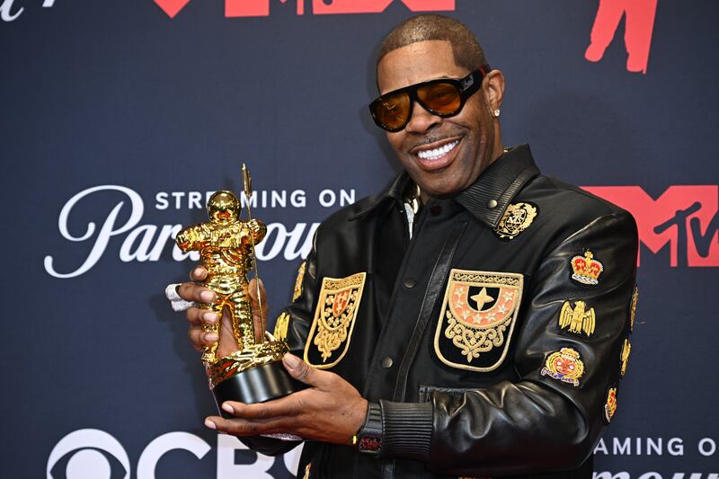 Busta Rhymes with the 'Rock the Bells' Visionary award at the MTV Video Music Awards. Photograph: Doug Peters/PA Wire