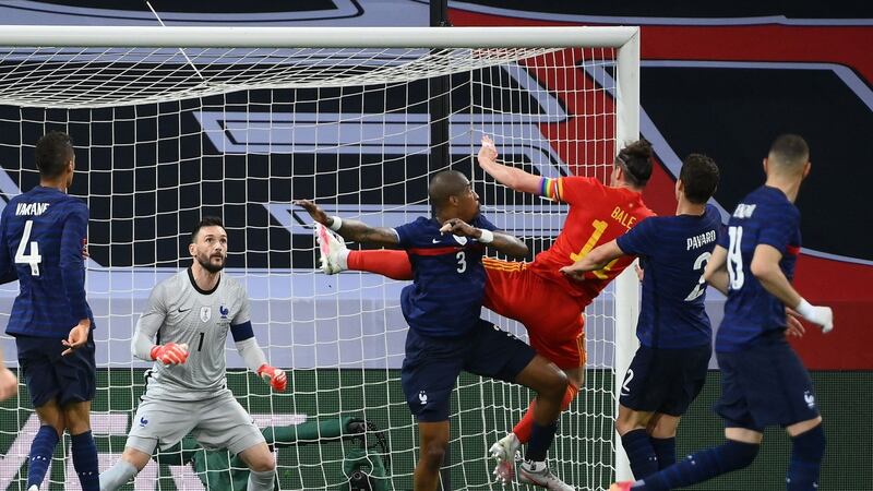 Gareth Bale is crowded out during his side’s recent friendly defeat to France. Photograph: Franck Fife/Getty/AFP