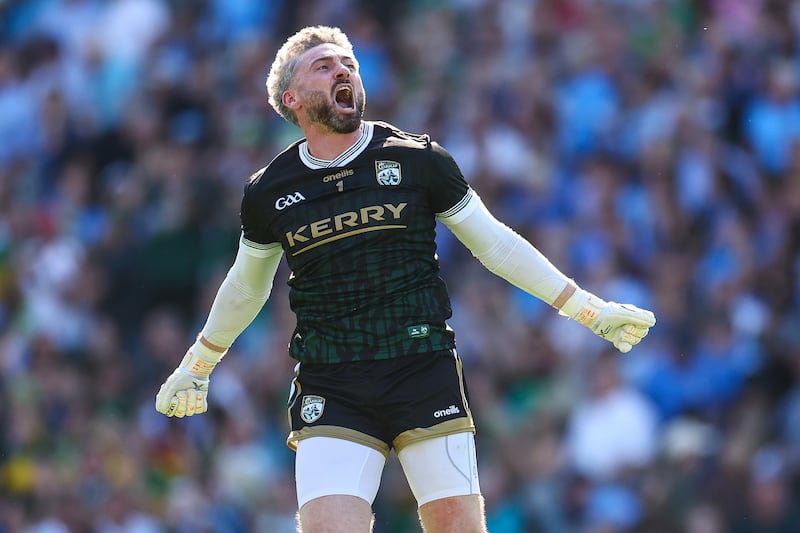 Kerry's Shane Murphy celebrates after the final whistle in the semi-final against Dublin having kept another clean sheet. Photograph: James Crombie/Inpho
