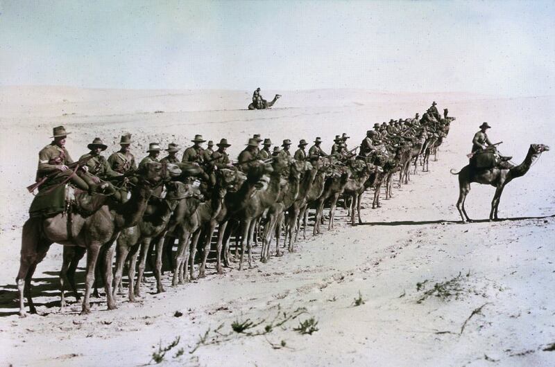 Australians of the Imperial Camel Corps near Rafa during the war against the Ottoman Empire. Photograph: Getty Images
