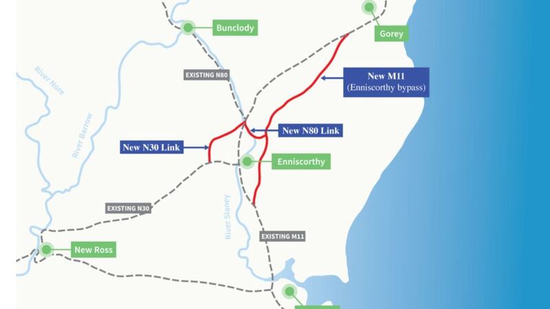 A map of the Enniscorthy bypass. Image: M11 Gorey to Enniscorthy PPP Scheme website