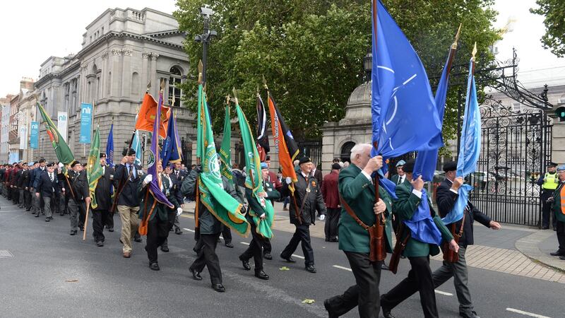 Families of serving defence personnel, and also retired members,  protest over low pay in Defence Forces, outside Leinster House, Dublin. Photograph: Dara Mac Dónaill / The Irish Times