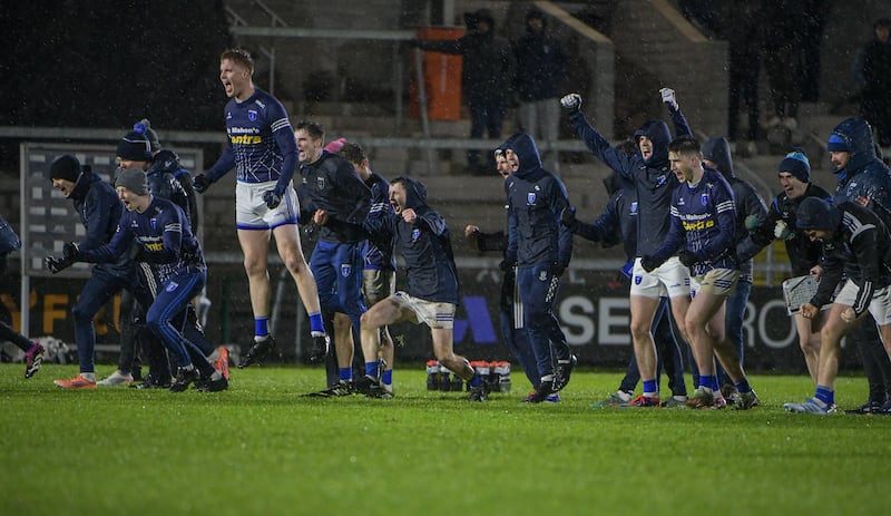 Scotstown players celebrate after winning the game after a penalty shoot-out. Photograph: Andrew Paton/Inpho