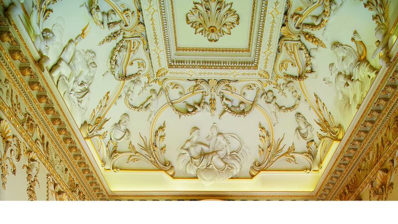 The ornate plasterwork in the saloon at Carton House,  in Co Kildare