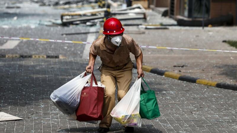 Residents near the site of two giant explosions in the northern Chinese port city of Tianjin were being evacuated on August 15th. Photograph: AFP/Getty Images