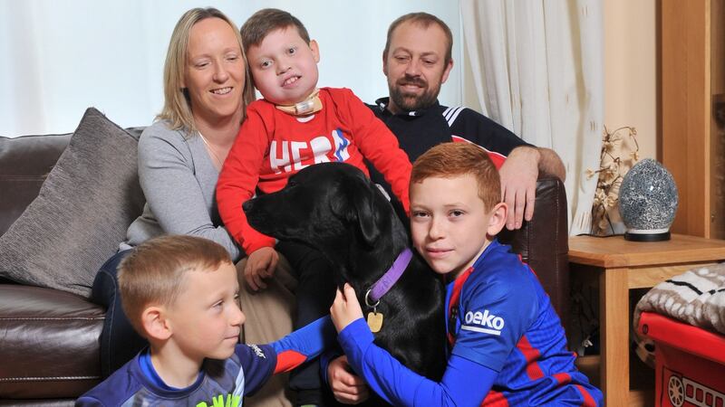 Dylan O’Sullivan  with parents Marie and Alan  and brothers Ben and Marc. Photograph: Daragh Mc Sweeney/Provision