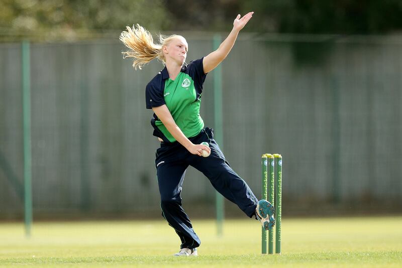 Kim Garth bowling for Ireland against Australia in 2015. Photograph: Ryan Byrne/Inpho
