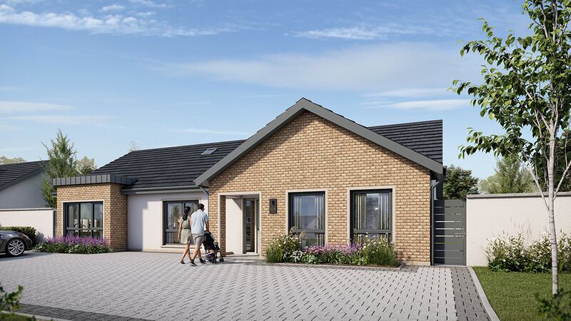 Baile Bhuin, Oldtown: Attractive part brick-fronted houses have large driveways and extensive private gardens. 