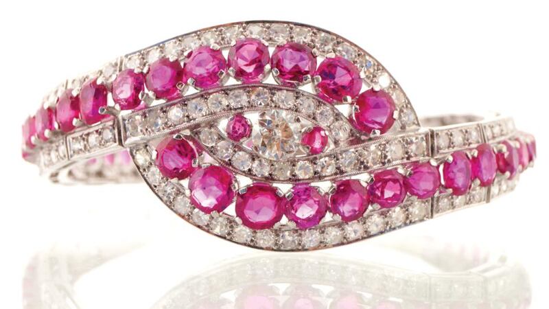 A 1950s ruby and diamond cocktail bracelet