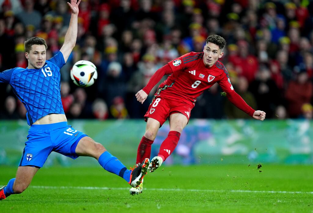 Harry Wilson in action against Finland in Wales’ Euro 2024 playoff semi-final win. Photograph: David Davies/PA