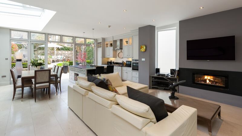 Open-plan kitchen, living and dining area.