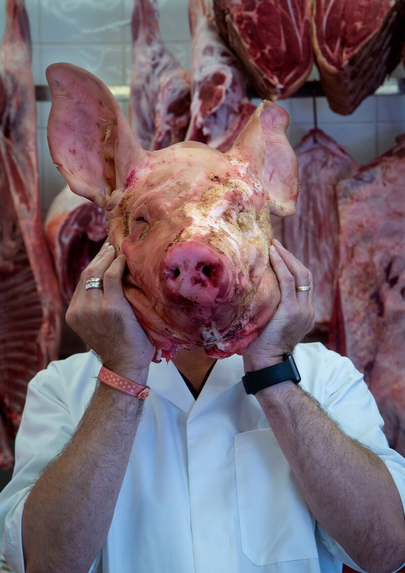 FX Buckley: Conor Pope’s wife warned him he’d have to pose with a pig’s head. Photograph: Crispin Rodwell