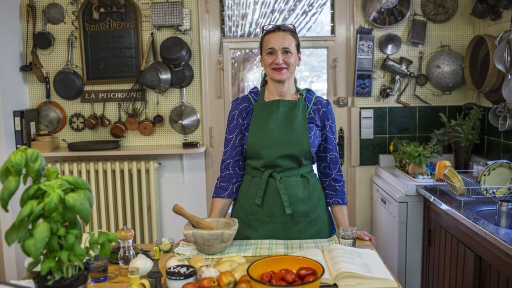 Peg-boards and pestles: Julia Moskin, a food writer for the ‘New York Times’ in Julia Child’s kitchen at La Pitchoune, Chateauneuf-Grasse, France. Photograph: France Keyser/New York Times