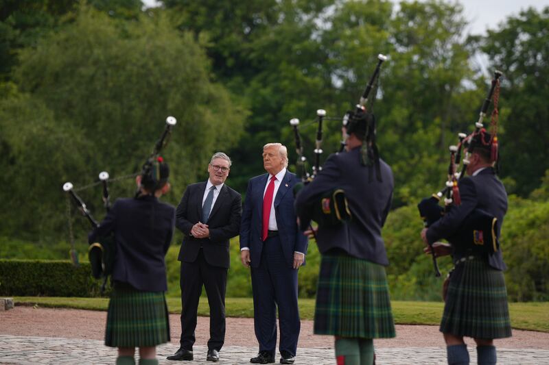 US president Donald Trump said on Monday that he would not 'mind' the UK prime minister taking a position on recognising a Palestinian state. Photograph: Tierney L. Cross/ The New York Times
                      