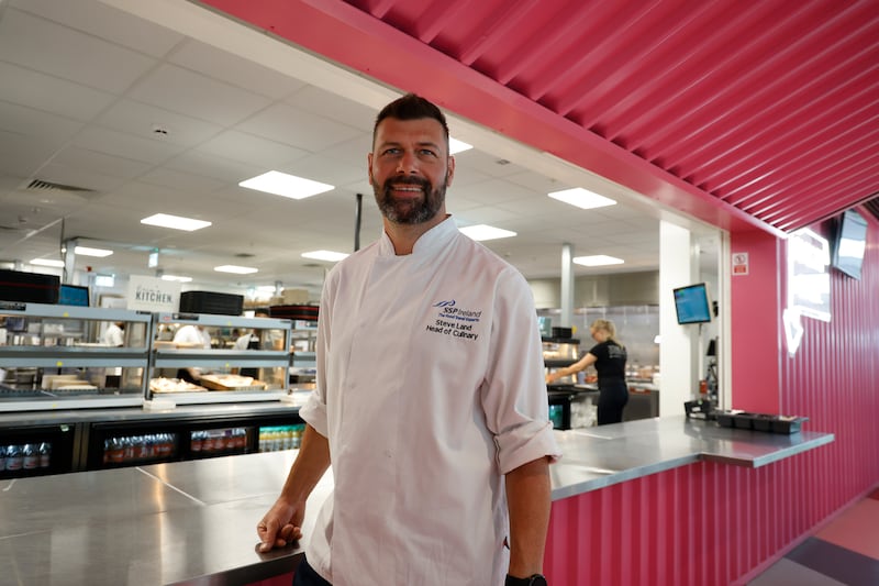 Steve Land, head of culinary at SSP, in The Mezz food hall. Photograph: Nick Bradshaw