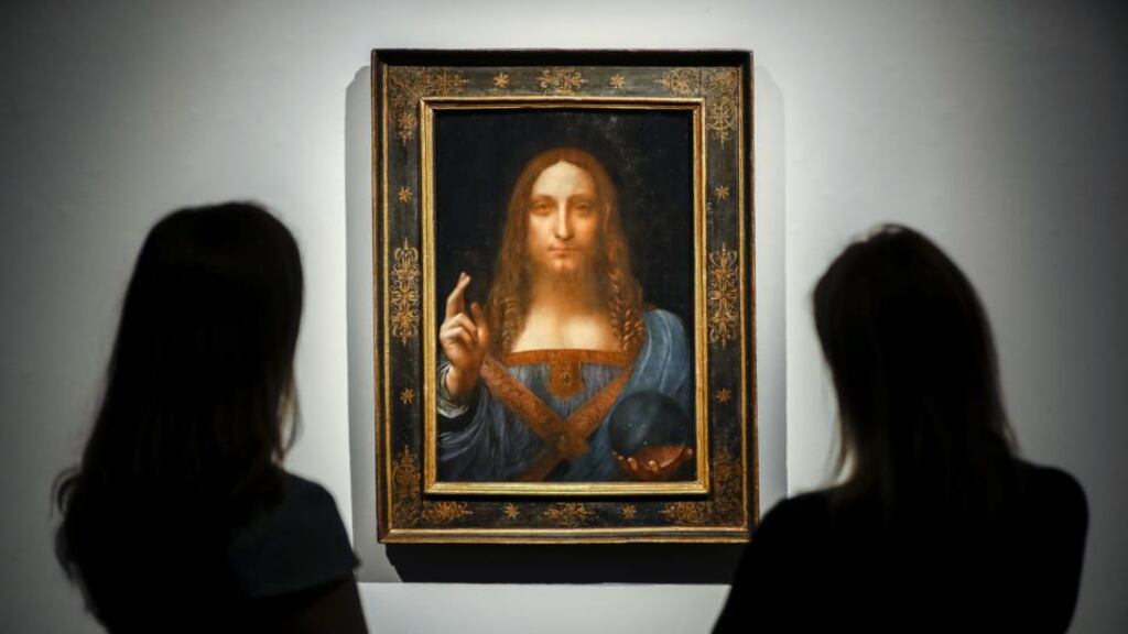 Salvator Mundi: the painting sold for $450 million  after being attributed to Leonardo da Vinci. Photograph: Tolga Akmen/AFP/Getty